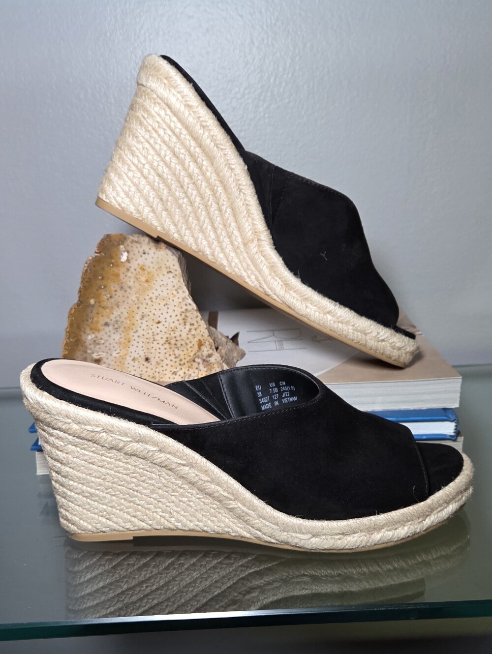 Stuart Weitzman Black Suede Wonda Mule